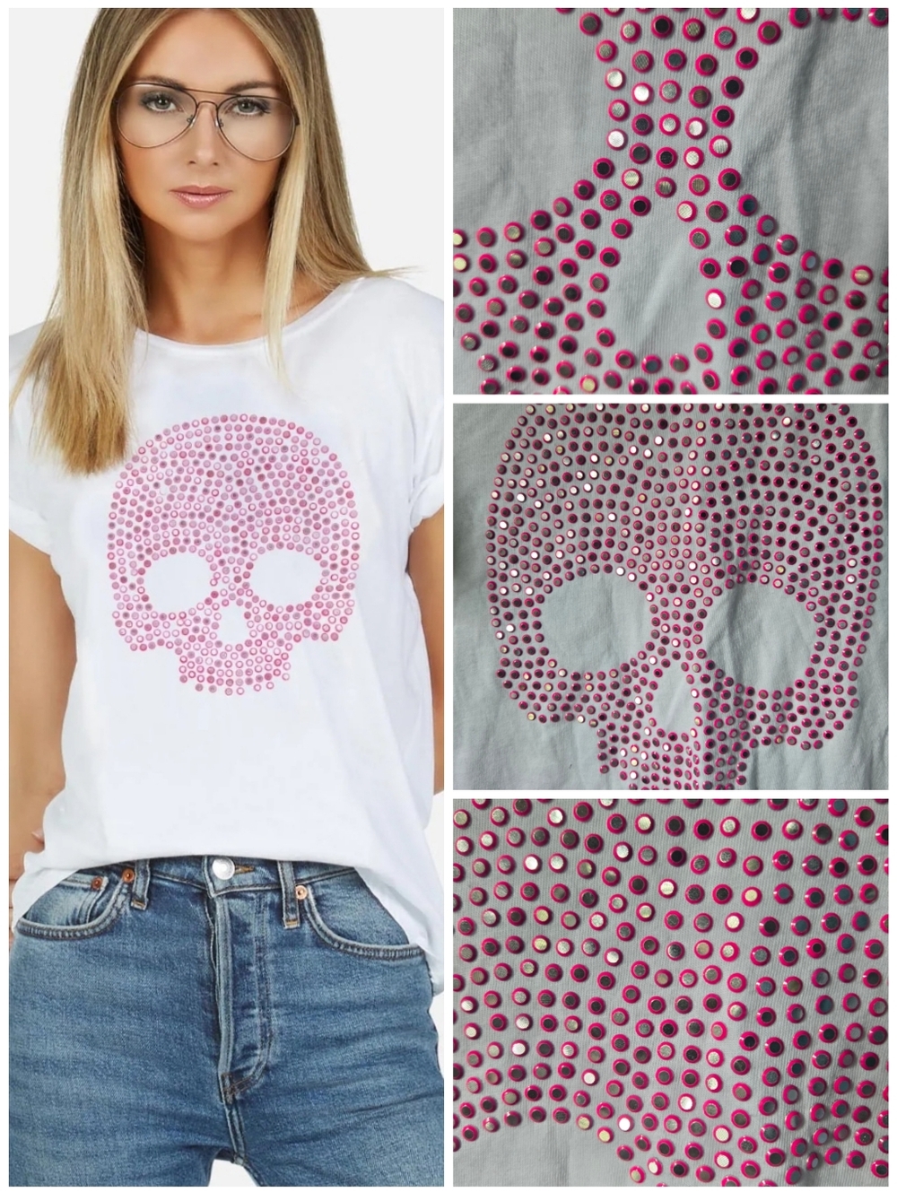 Lauren Moshi Studded Skull tee